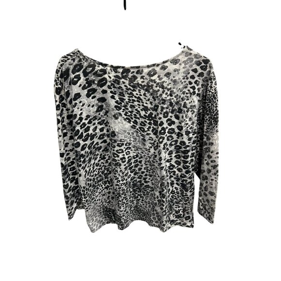 Hearts of Palm Leopard Print Long Sleeve Scoop Neck Top Size Large - Picture 2 of 8